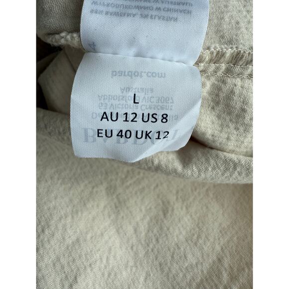 Bardot Australian Made Corduroy Button Up Shirt Dress Cream Large Western Fall - Picture 7 of 12